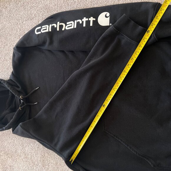 Carhartt K288 Loose Fit Black Hoodie with White Logo Down the Sleeve sz XL Tall - Picture 6 of 6
